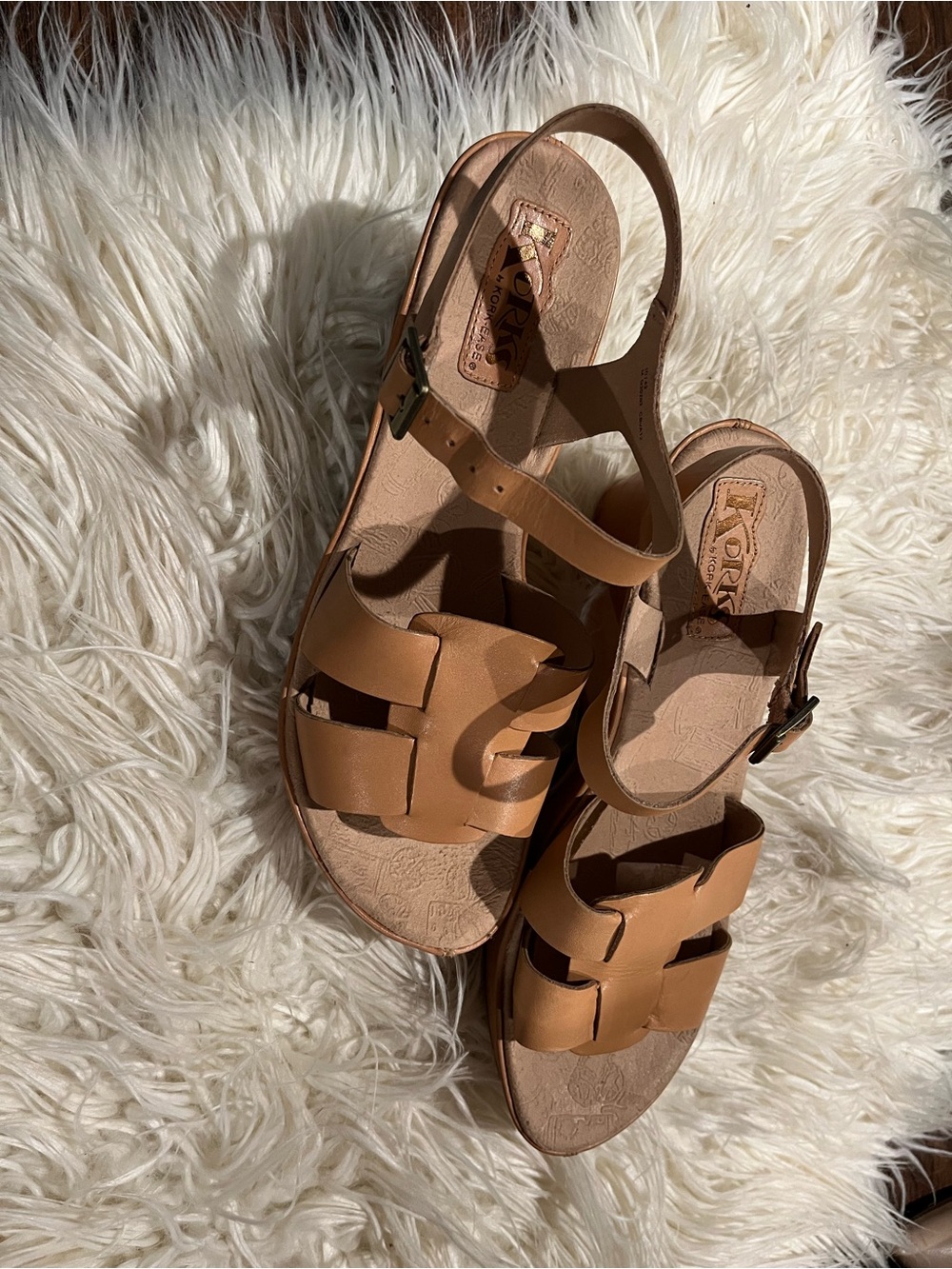 Kork-Ease Tan Leather Woven Slingback Sandals